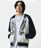 DOODLE HEART RAGLAN SWEAT ZIP UP HOODIE