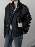 Half-moon Chrome Buckle Leather Hobo Bag
