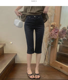 Back Pocket Capri Three Quarter Span Slit Cotton Pants