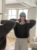 Selena V-neck Angora Long Sleeve Knit