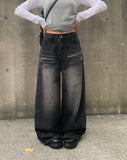 Cardin Black Blue Washing Wide Denim Pants