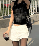 Metallic Ribbed Sleeveless