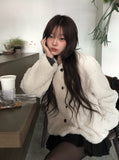 Boker Two Button Fluffy No Collar Fur Jacket