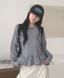 Getty Stripe Frill Layered Long Sleeve T-Shirt