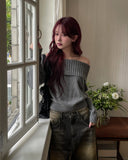 [wool43%] Days Fold Off-Shoulder Knit