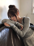 Hito Wrap Button Slim Hood Knit