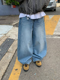 Nihin Washing Denim Wide Pants