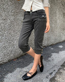 Leon Button Capri Denim Three Quarter Pants