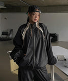 Stung Leather Track Balloon Zip-Up