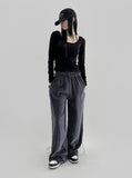 Ryochi Velvet Strap Track Pants