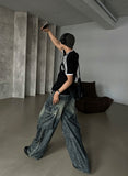 Summer cool cargo banding denim pants