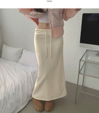 Low Rise Shibori Maxi A-Line Brushed Long Skirt