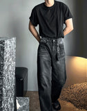 Rivet washing denim pants