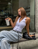 Casey Collar Halter Neck Crop Top