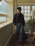 Two-line washing cargo denim pants