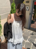 Lamillie White Ribbon Sleeveless Bustier Blouse