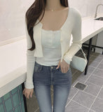 Rib Crop Soft Slim Fit Cardigan