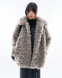 Milk plush collar fur coat