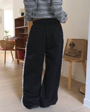 [Brushed] Edie Lace Banding Strap Training Wide Long Pants