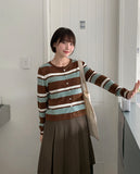Nellady Stripe Round Crop Cardigan