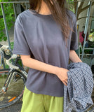 [unisex] Suzuna Basic Color Matching Roll-Up Short Sleeve Tee