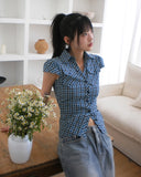 Runner Pocket Shirring V-Neck Short Sleeve Shirt