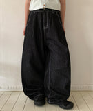 Chas Summer Black Denim Wide Pants