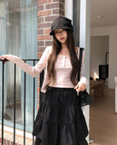Seni Lace Button Layered Cardigan