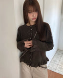 Kepit Frill Button Long Sleeve Knit Cardigan