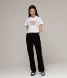 Ribbon Typo Heart Crop Short Sleeve Tee