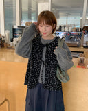 [BAONHAUS] Miphonne Flower Corduroy Ribbon Vest