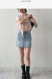 340 Curved Mini Denim Skirt