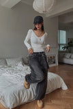 Nad washing chain wide denim pants