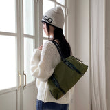 Modic leather color matching nylon shoulder bag