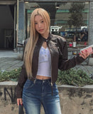 Oul vintage washing biker leather jacket