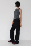 STUD RIBBED SLEEVELESS