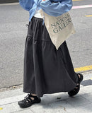 Kime Ribbon Banding Strap Cotton Long Skirt