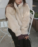 Horn Hidden Hook Fur Short Jacket