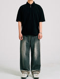 Dust Washing Wide Denim Pants