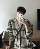 Check Oversized Fit Cardigan