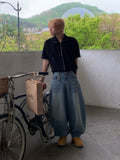 Jet Washing Balloon Denim Pants