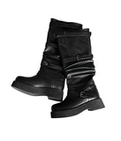 1201 Belted Platform Long Boots (5cm)