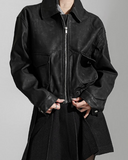 Matte Leather Bomber jacket
