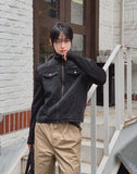 Badon Knit Color Matching Denim Trucker Jacket