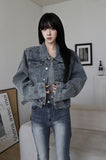 Vintage Washing Crop Denim Jacket