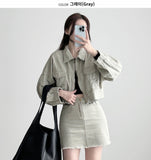 Rotty Crop Jacket Mini Skirt Two Piece Set Jacket