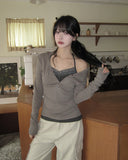Leon V-Neck Button Slim Hoodie