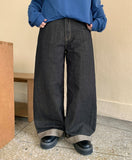 Yeku non-fade raw roll-up wide pants