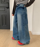Luaz Washing Wide Denim Pants