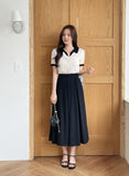 Rael Cable Color Matching Open Collar Knit